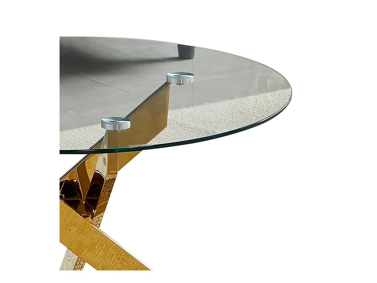 Table basse ronde - Verre trempé transparent - Métal doré - CHIARA