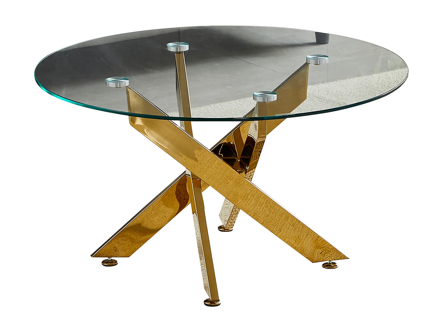 Table basse ronde - Verre trempé transparent - Métal doré - CHIARA