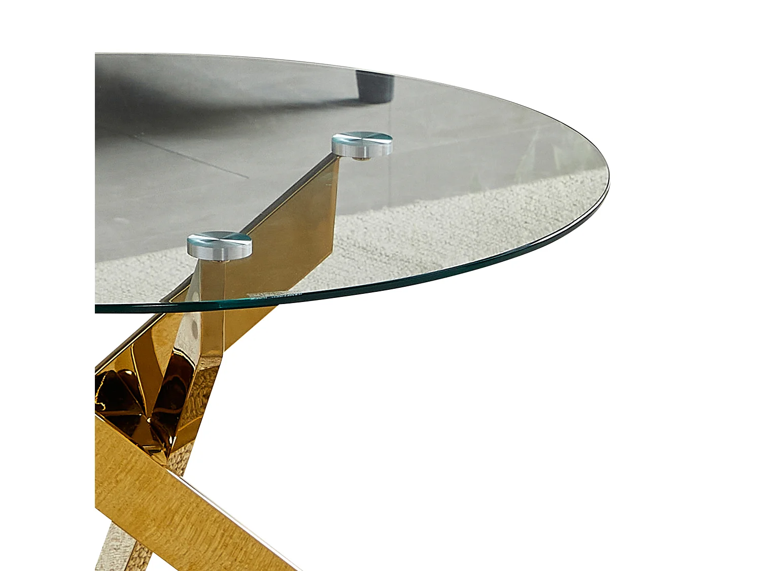 Table basse ronde - Verre trempé transparent - Métal doré - CHIARA