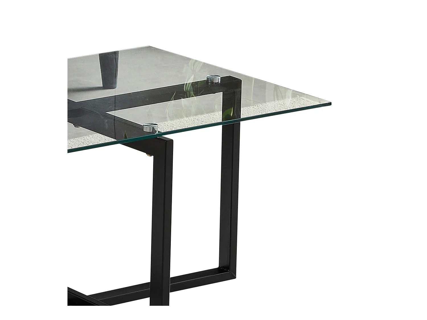 Salontafel rechthoekig - Gehard glas transparant - Zwart metaal