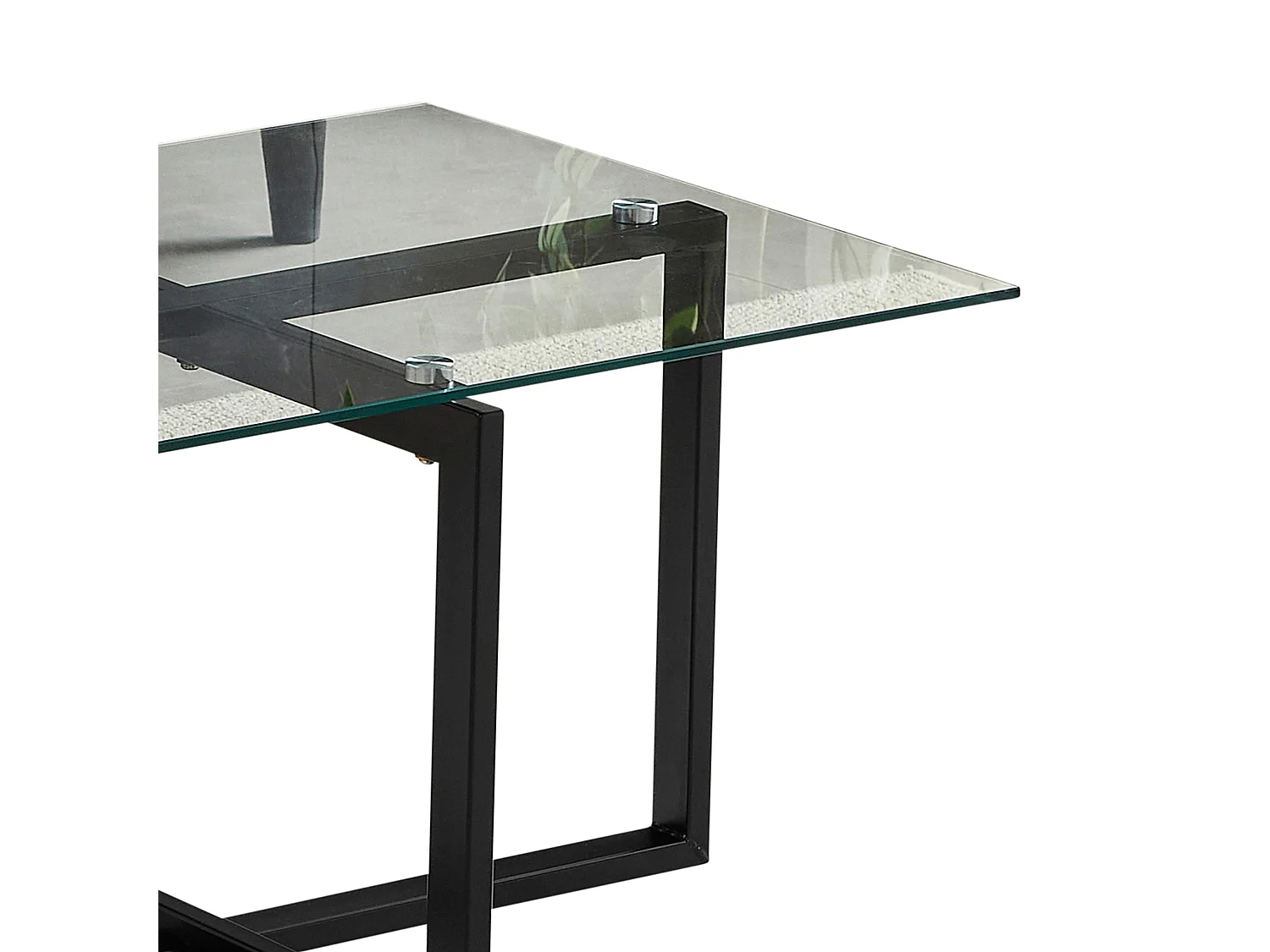 Table basse rectangulaire - Verre trempé transparent - Métal noir - CHIARA