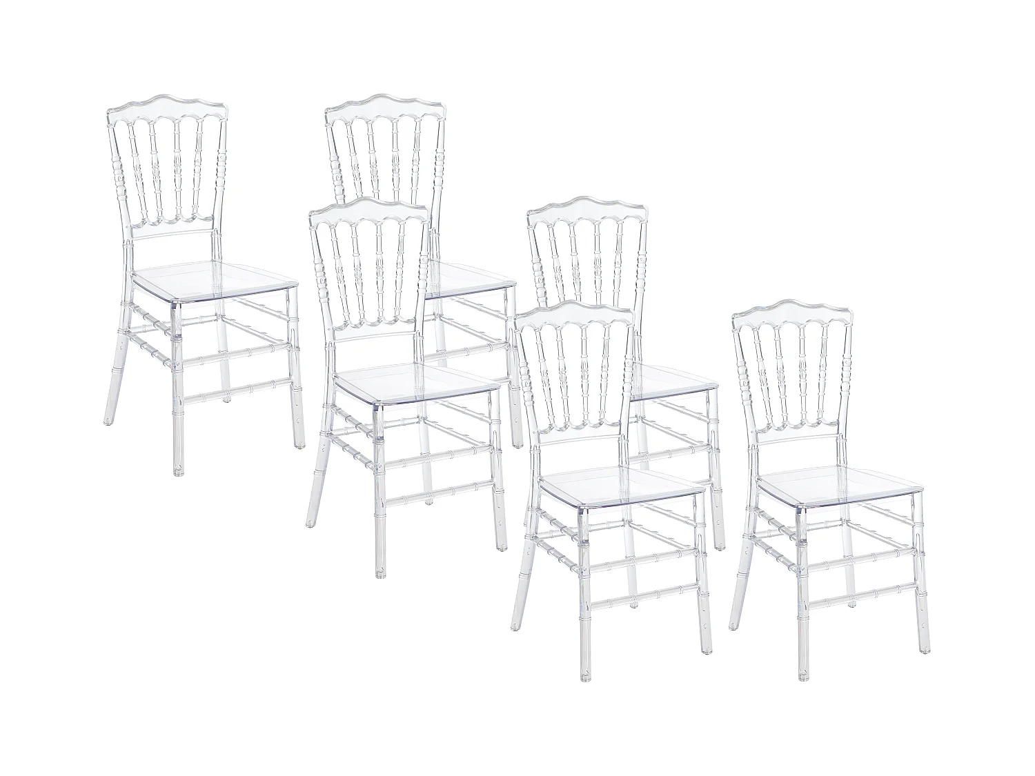 Sæt med 6 polycarbonat stole - Krystal - AMBELON
