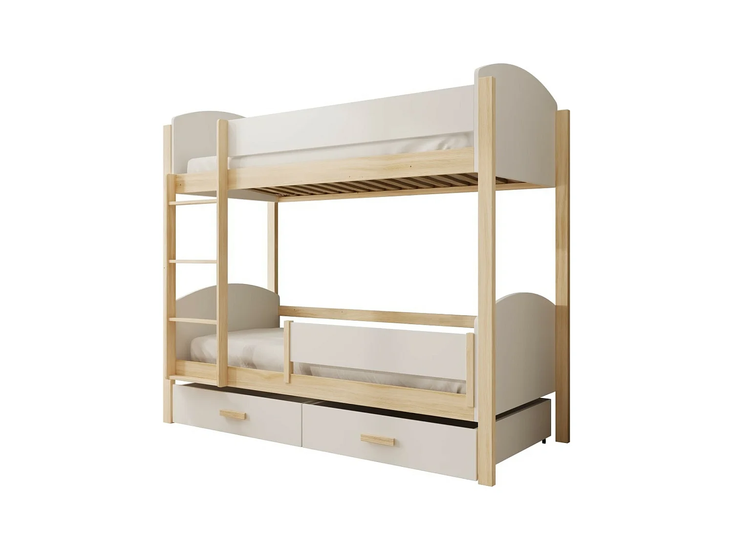 Bett Kori Lux (90x200)/Matratze inklusive/Weiss&Braun