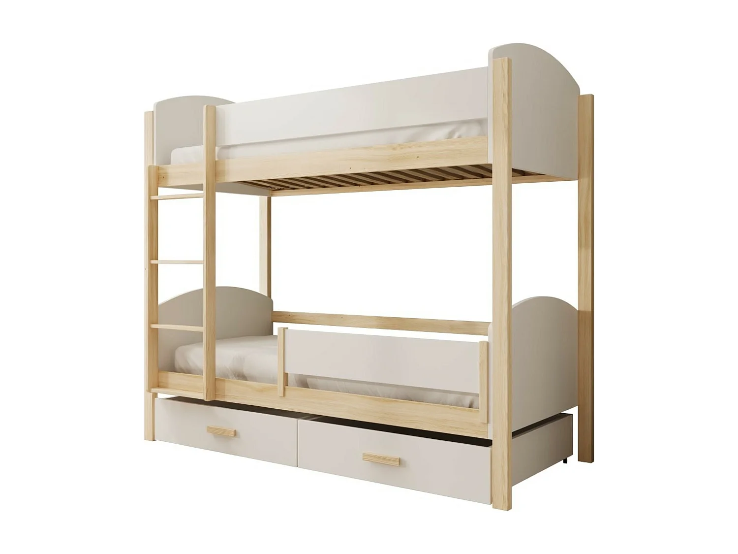 Bett Kori Lux (90x200)/Matratze inklusive/Weiss&Braun