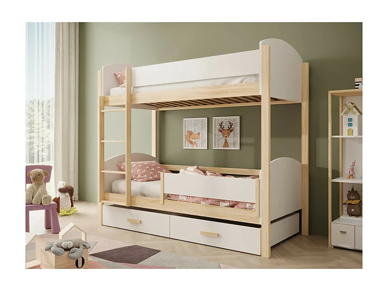 Bett Kori Lux (90x200)/Matratze inklusive/Weiss&Braun