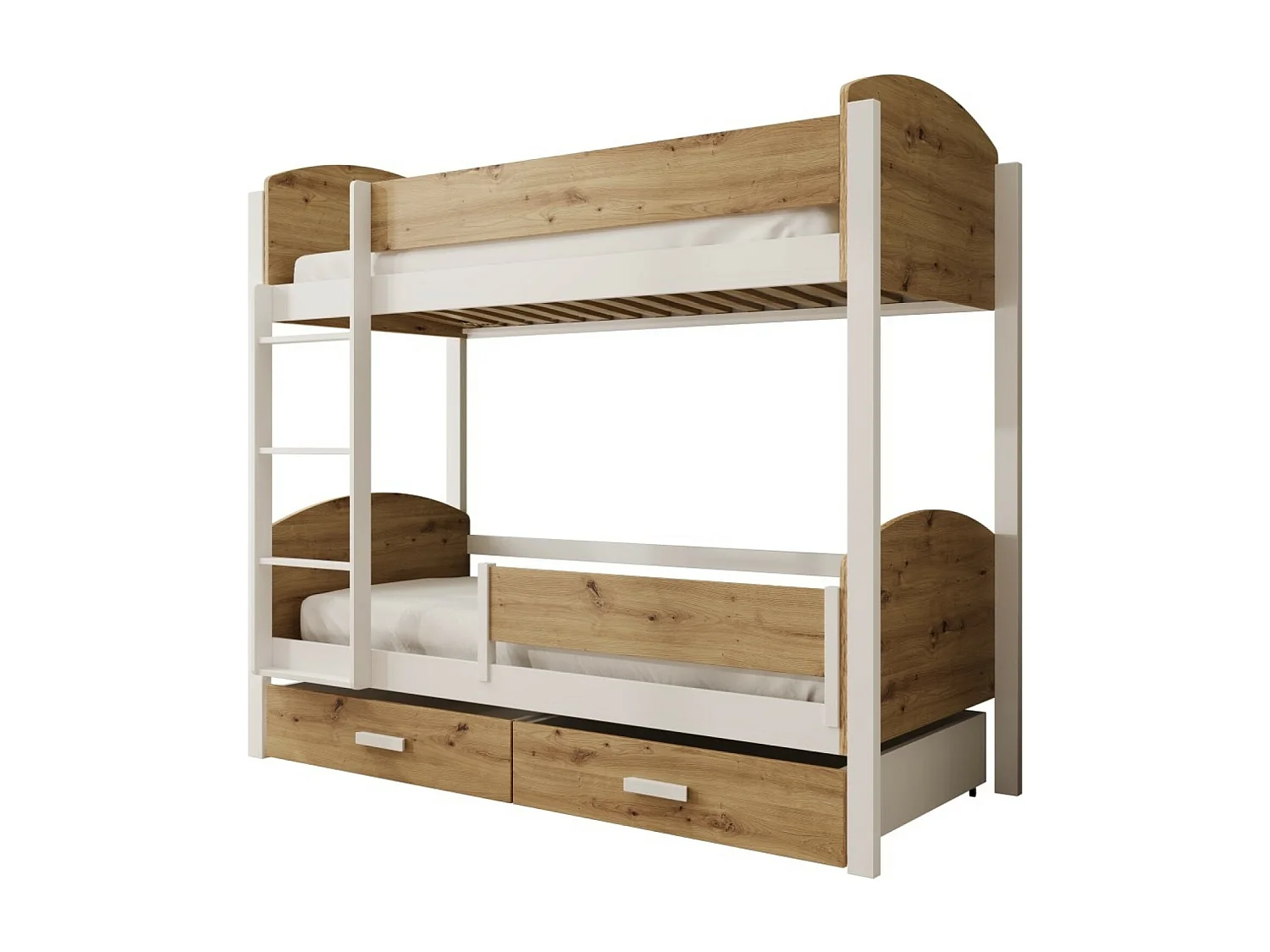 Bett Kori Lux (90x200)/Matratze inklusive/Weiss&Braun