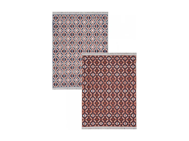 Tapis réversible kilim aztèque terracotta COLORADO 07 Orange 80*150