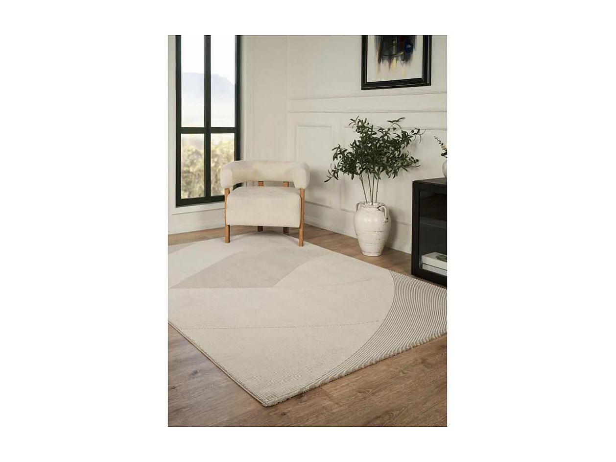 Tapis lavable motif géométrique - OSLO 77 Beige 120*170