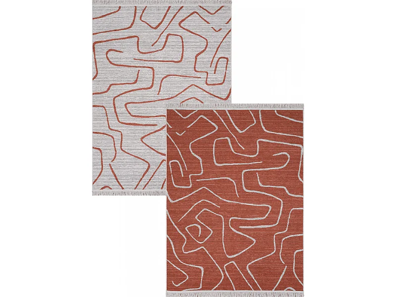 Tapis réversible terracotta crème géométrique COLORADO 01 Crème 160*230