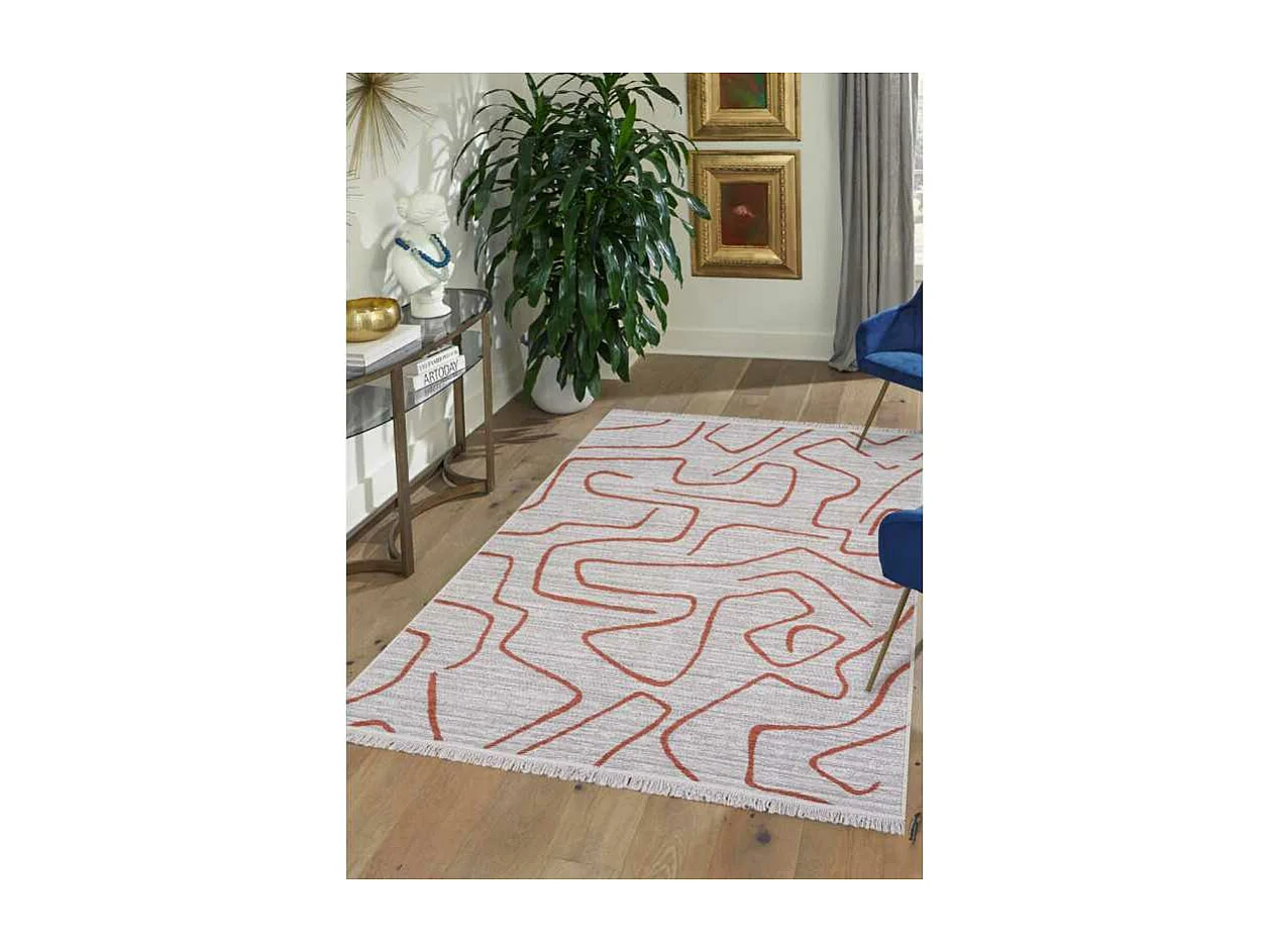 Tapis réversible terracotta crème géométrique COLORADO 01 Crème 160*230