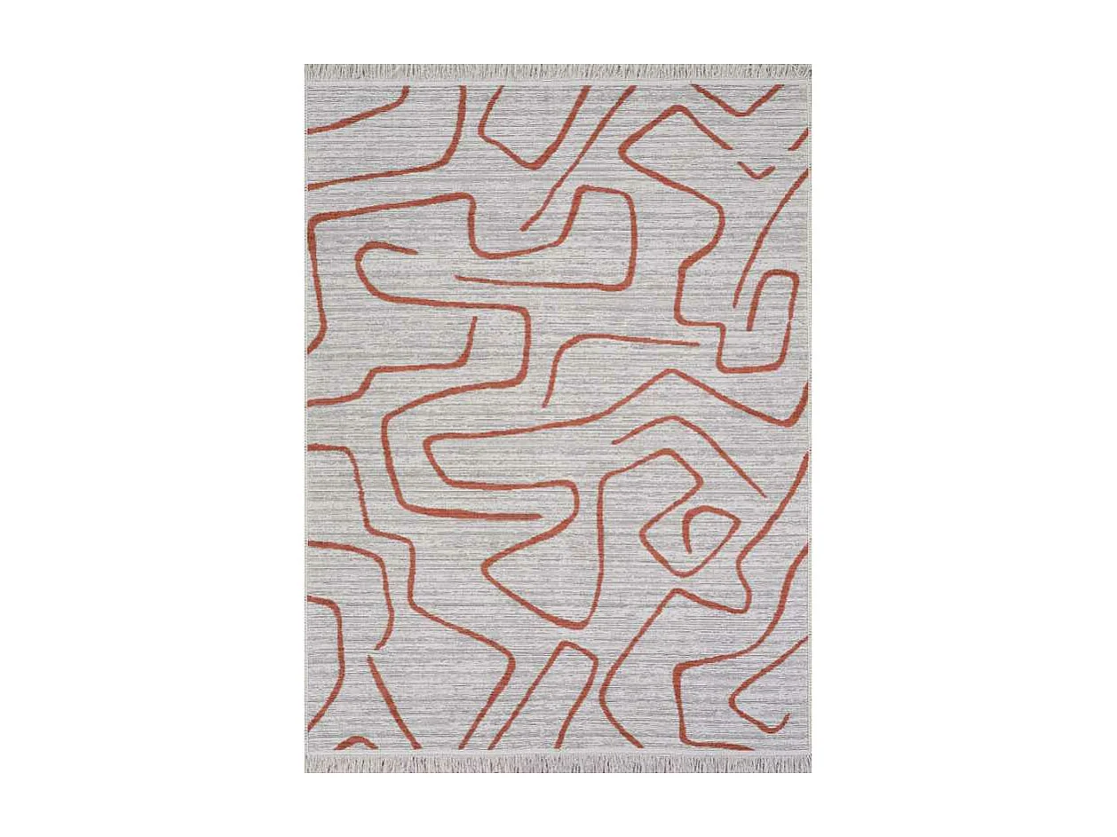 Tapis réversible terracotta crème géométrique COLORADO 01 Crème 160*230