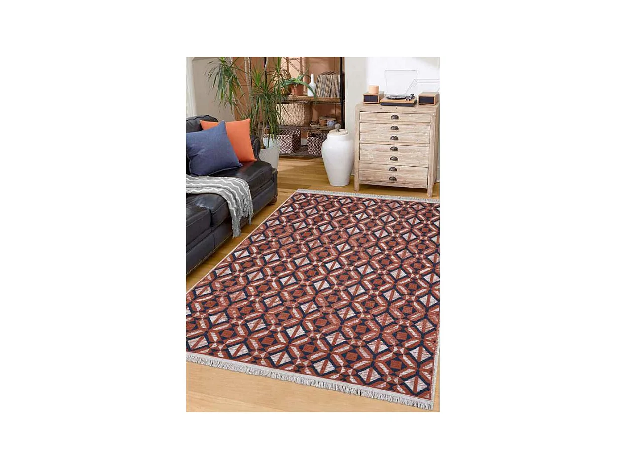 Tapis réversible kilim aztèque terracotta COLORADO 07 Orange 160*230