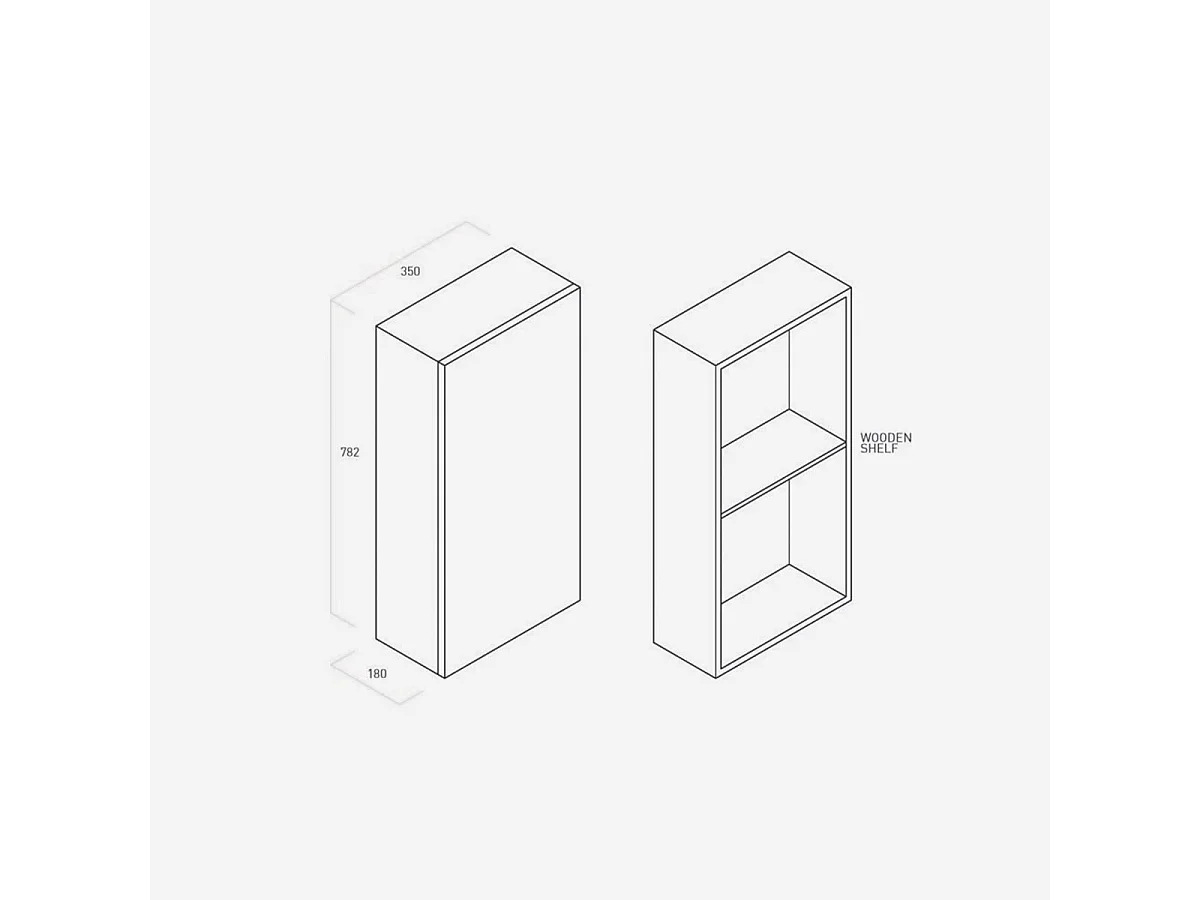 Wandhängender Badezimmerschrank mit Soft-Close-Tür und umkehrbaren Türen Solmira - Taubengrau