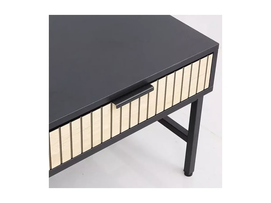 Table basse 100 x 48 cm noire et chêne avec 2 tiroirs LOREENS