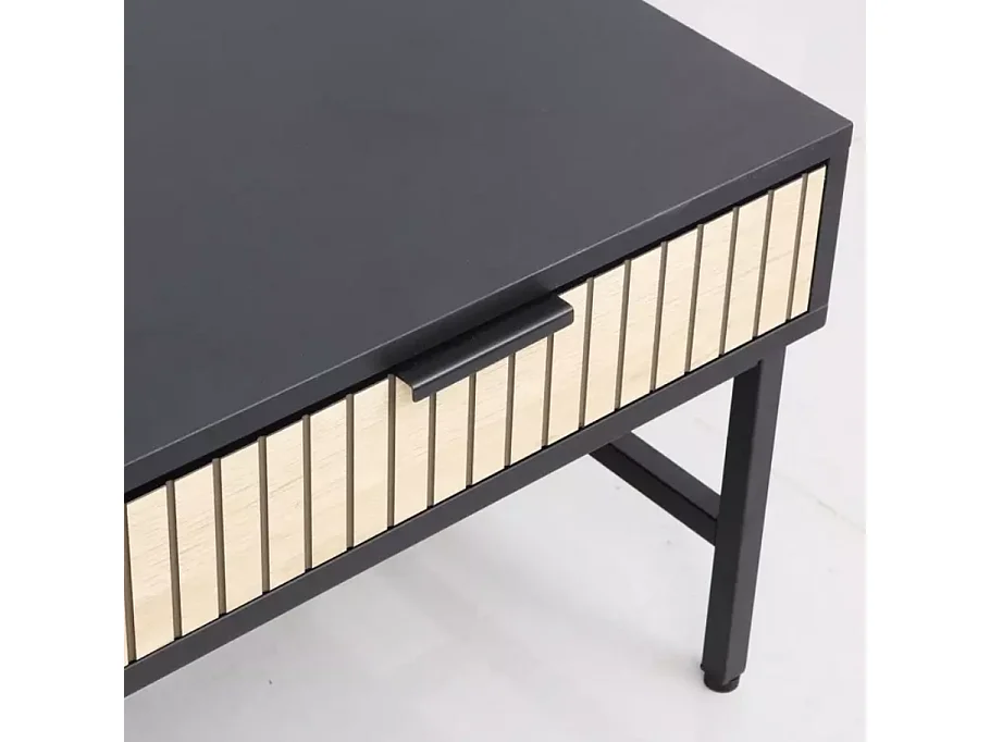 Table basse 100 x 48 cm noire et chêne avec 2 tiroirs LOREENS