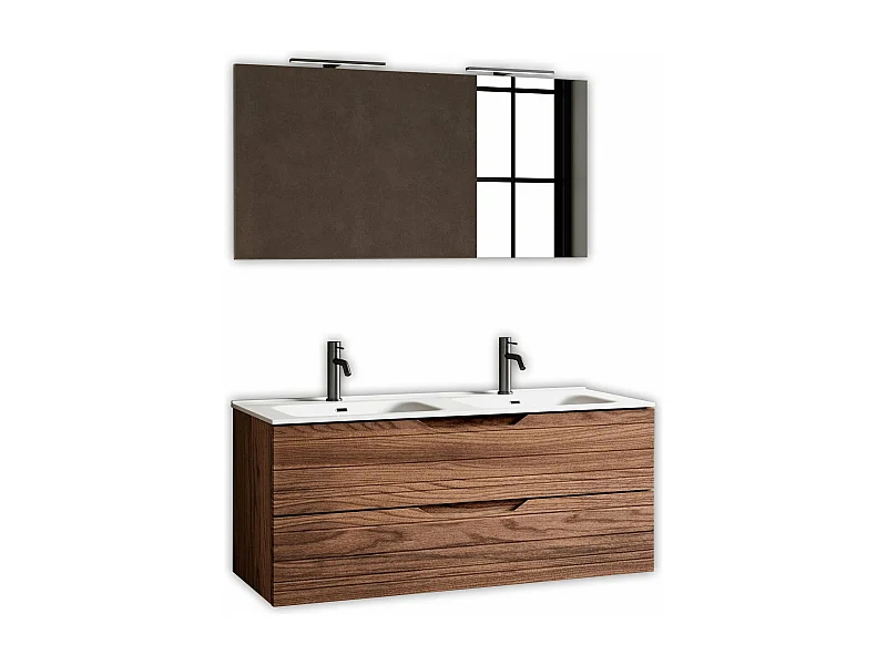 Composition double vasque 5 pièces SOLMIRA chêne rio