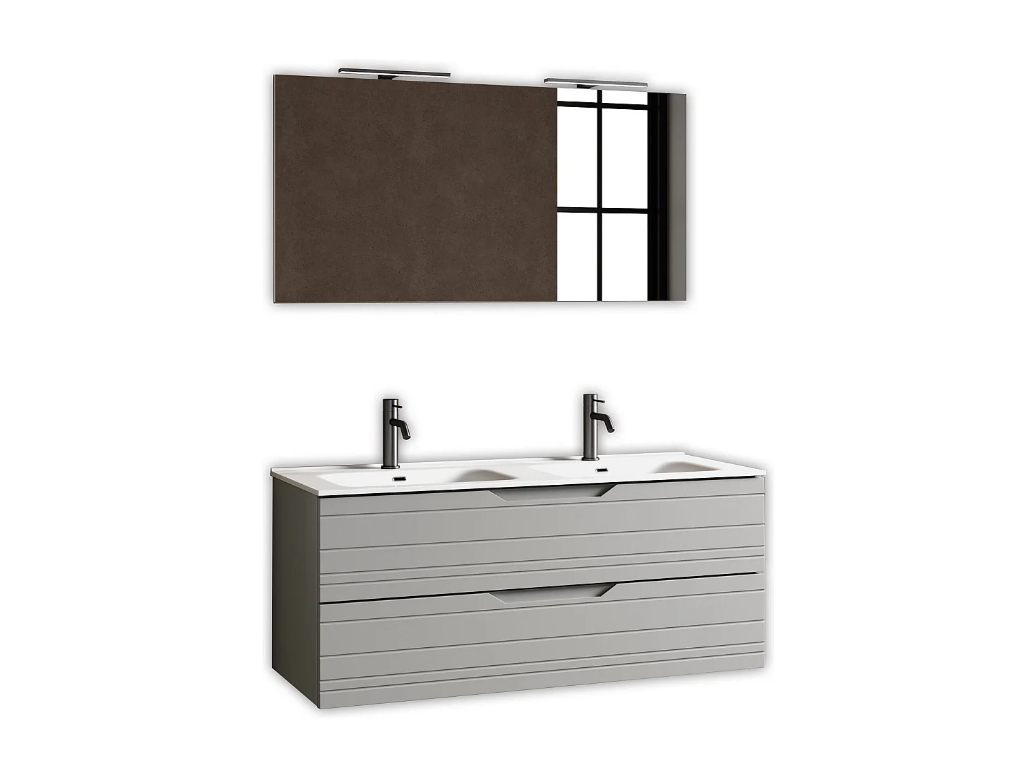 Composition double vasque 5 pièces SOLMIRA gris