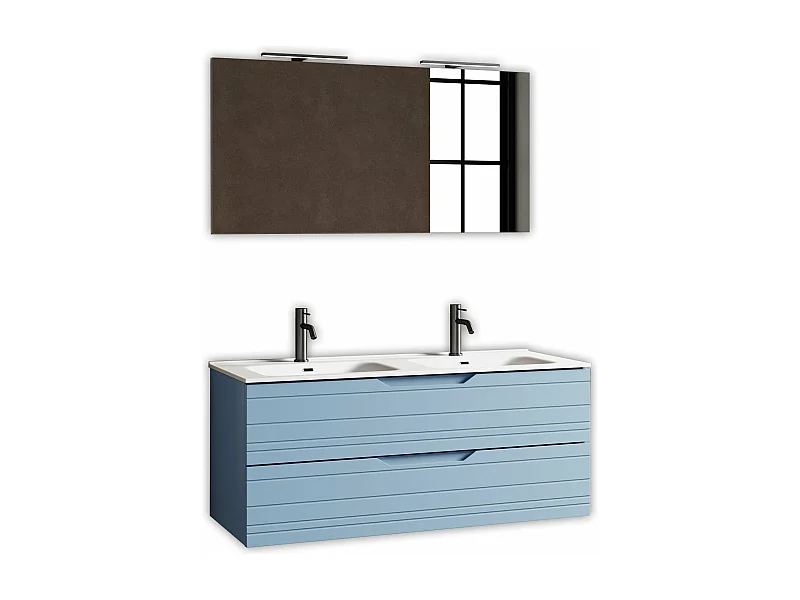 Composition double vasque 5 pièces SOLMIRA bleu Tiffany