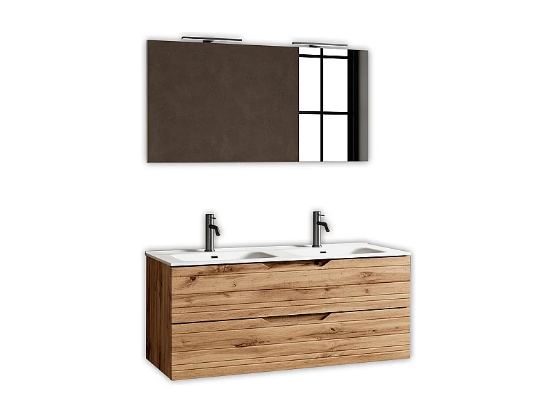 Composição de 5 peças banheira dupla SOLMIRA carvalho