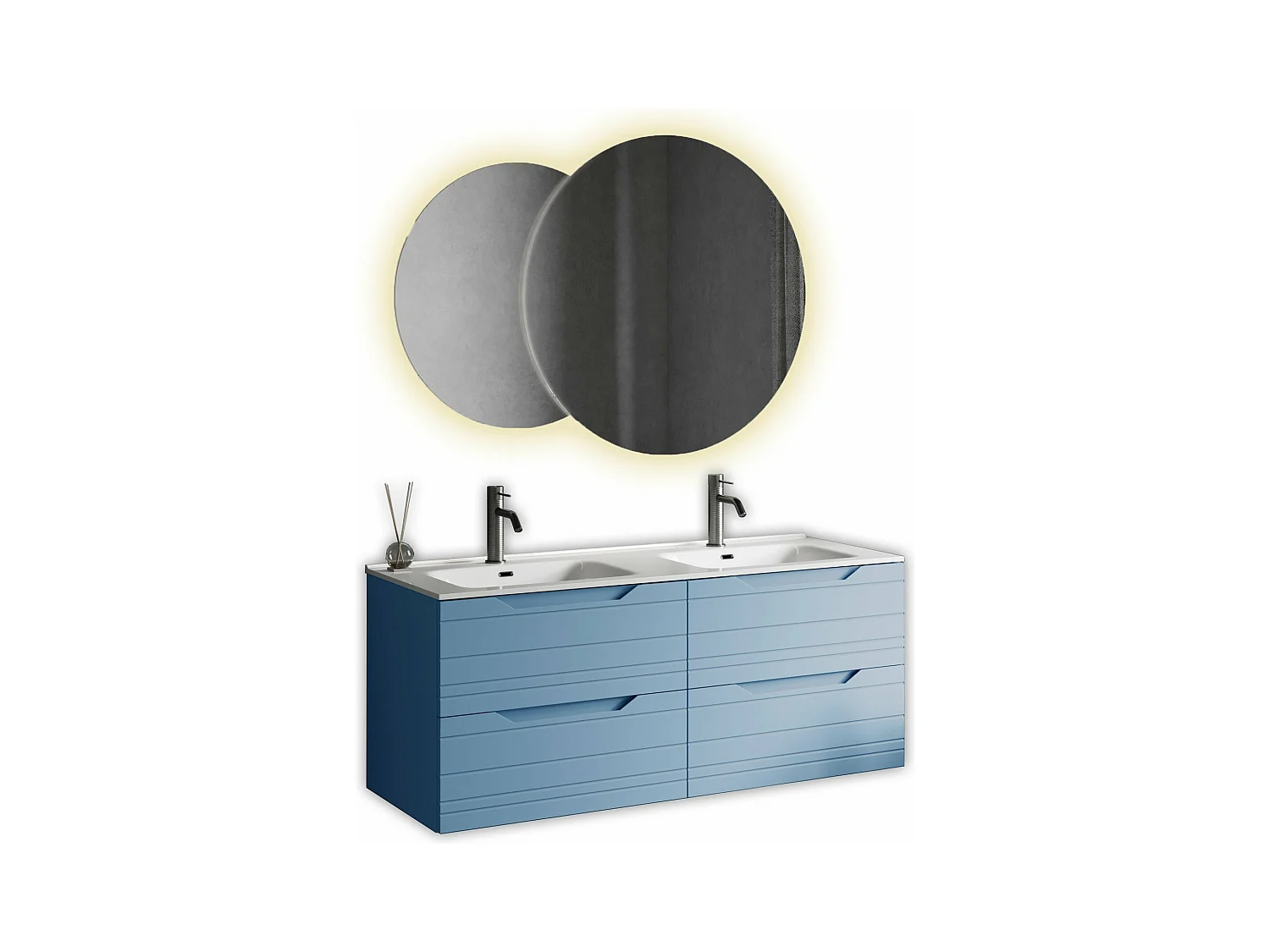 Composition double vasque SOLMIRA bleu Tiffany