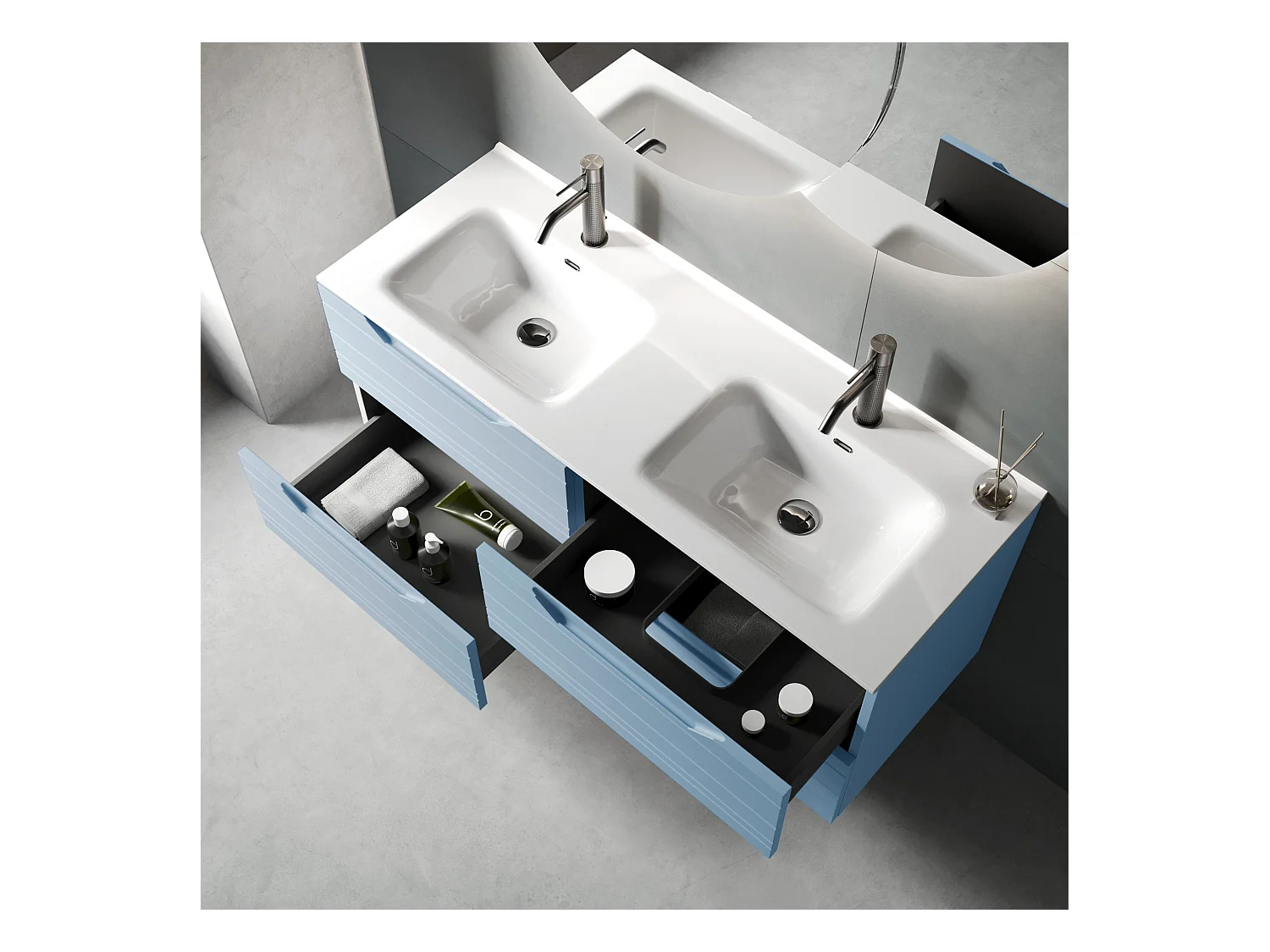 Composition double vasque SOLMIRA bleu Tiffany