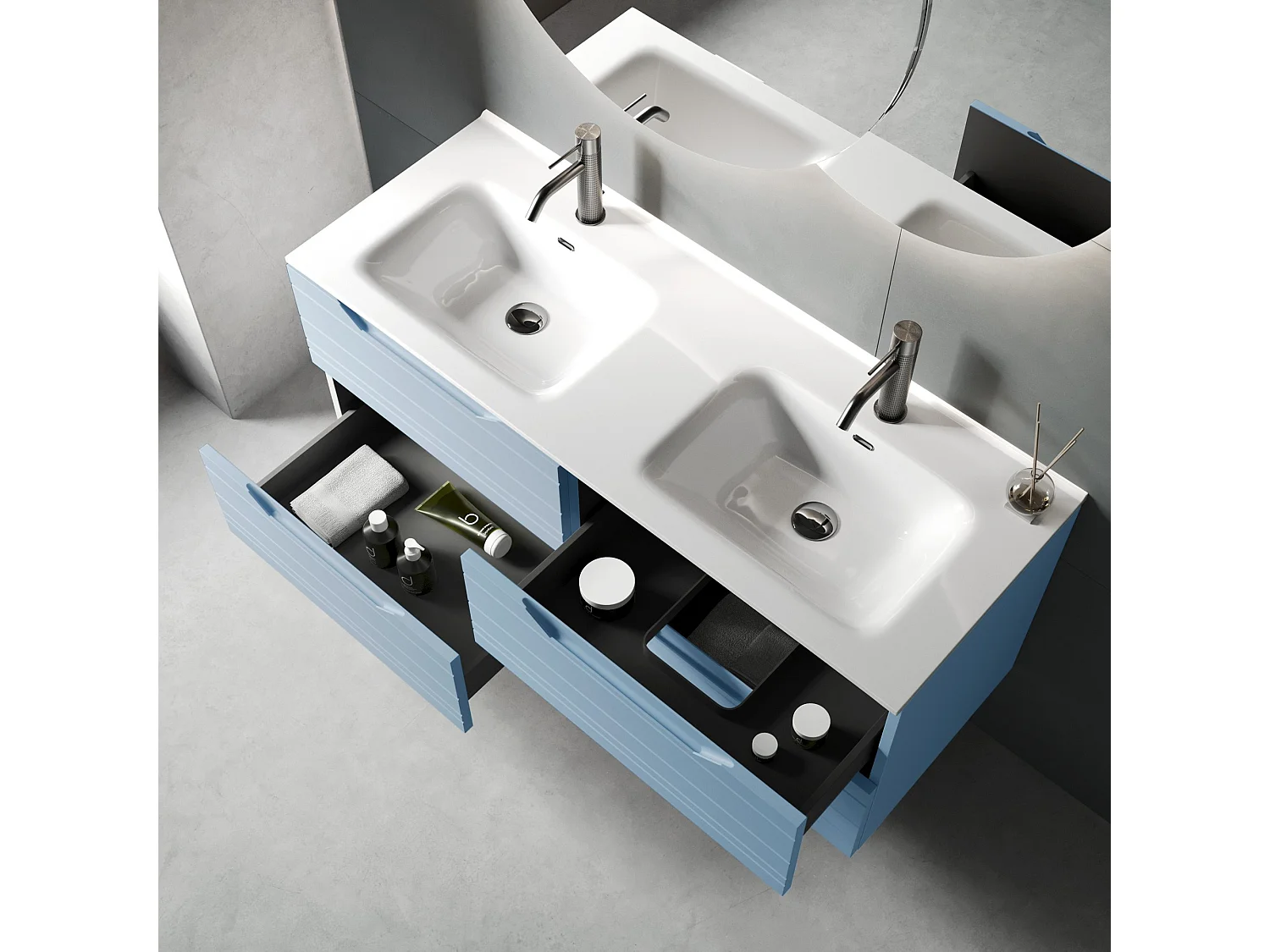 Komposition Doppelwaschbecken SOLMIRA Tiffanyblau