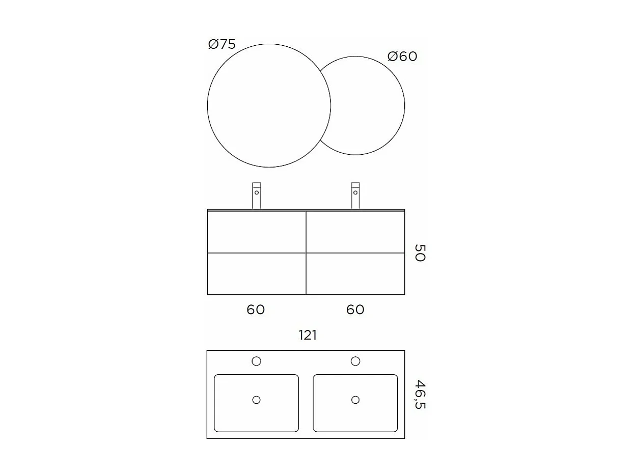 Komposition Doppelwaschbecken SOLMIRA Tiffanyblau