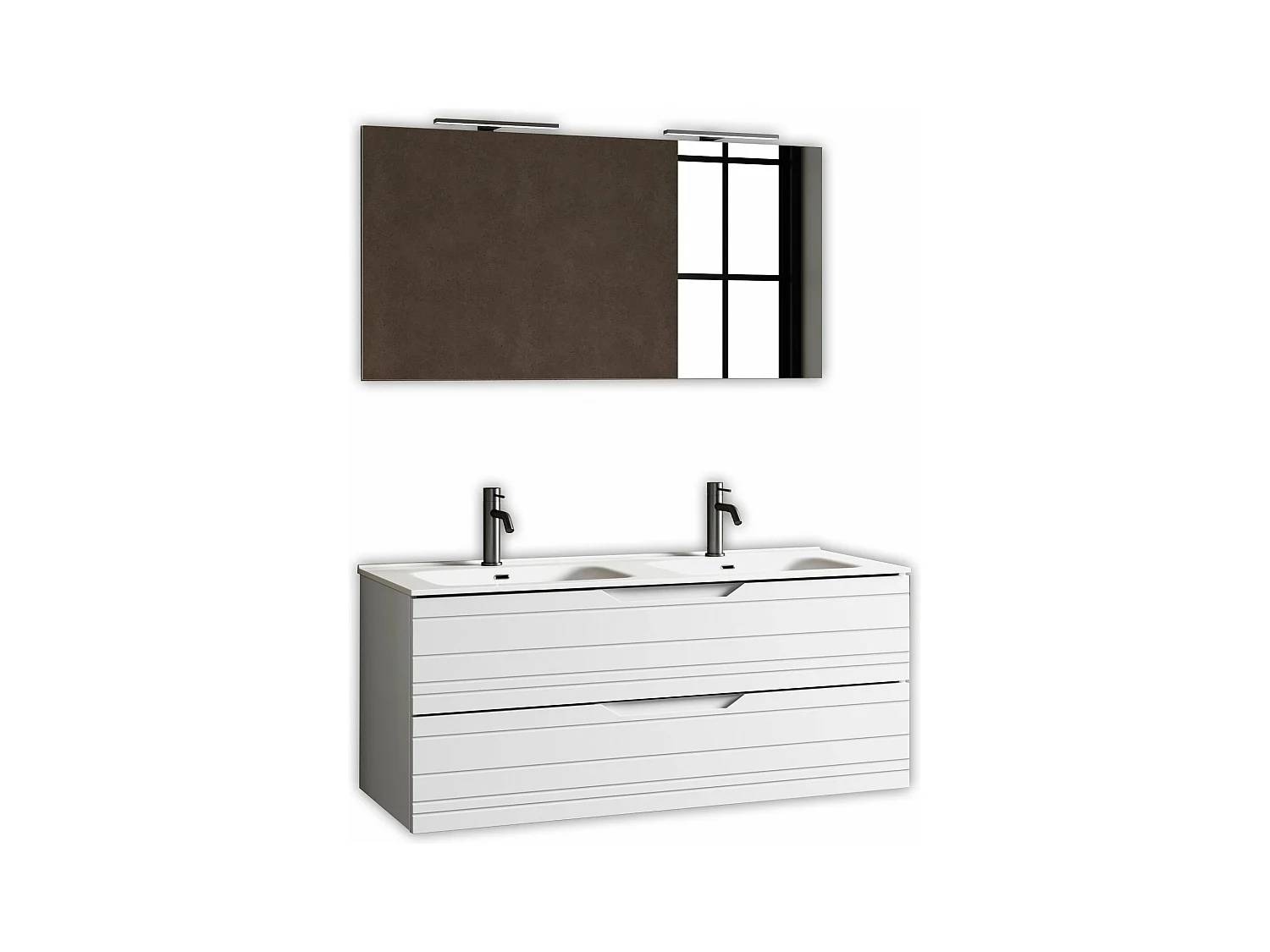 Composition double vasque 5 pièces SOLMIRA blanc mat