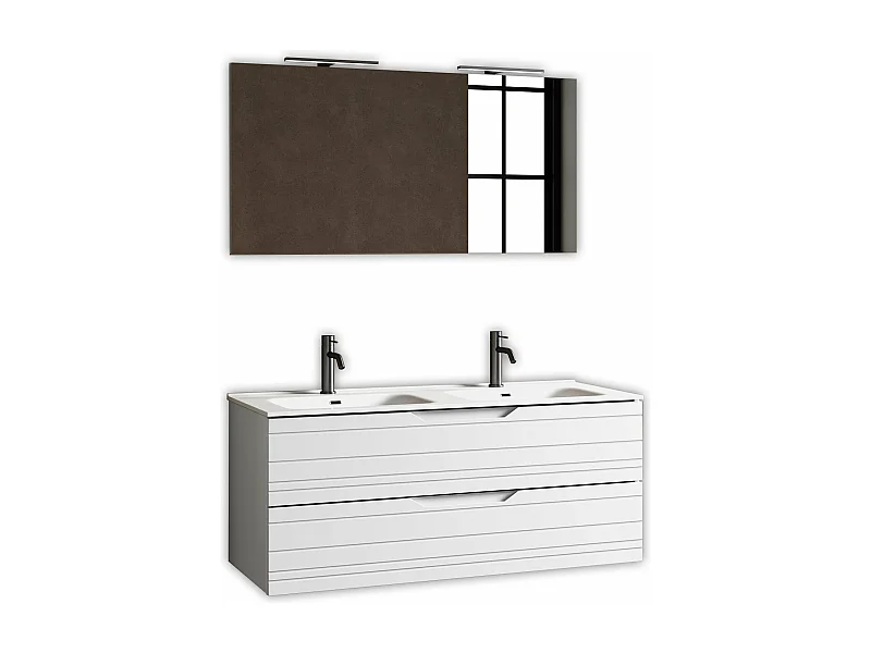 Composition double vasque 5 pièces SOLMIRA blanc mat