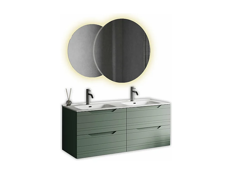 Composition double vasque SOLMIRA vert sauge