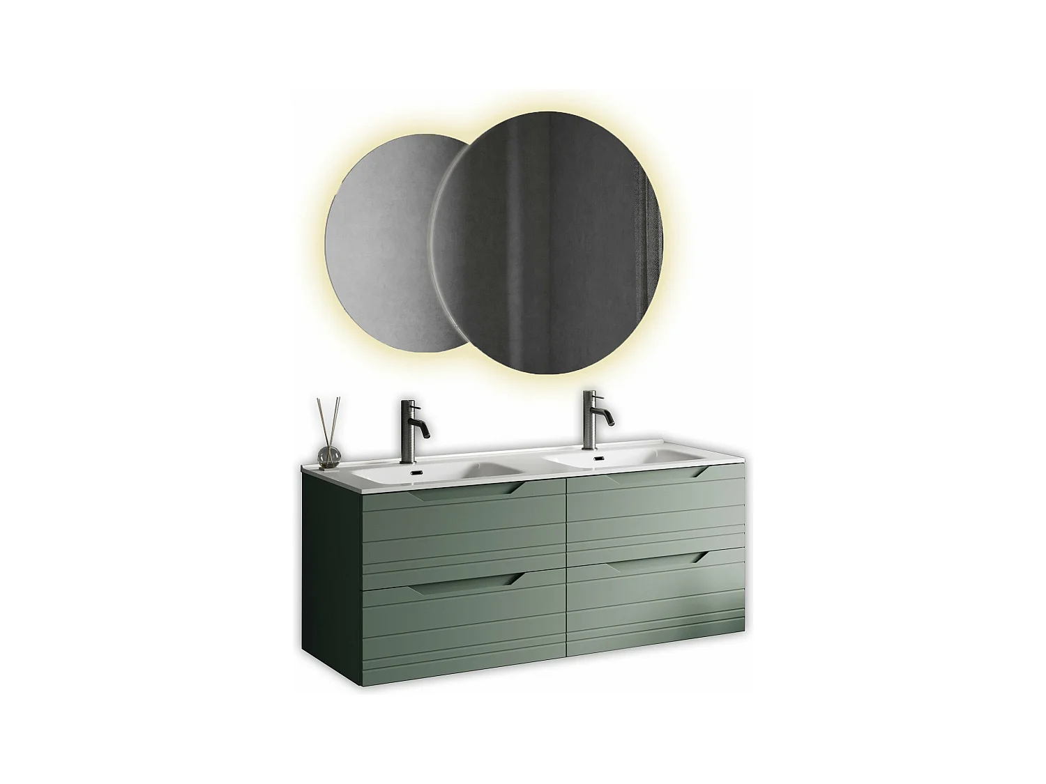 Composition double vasque SOLMIRA vert sauge