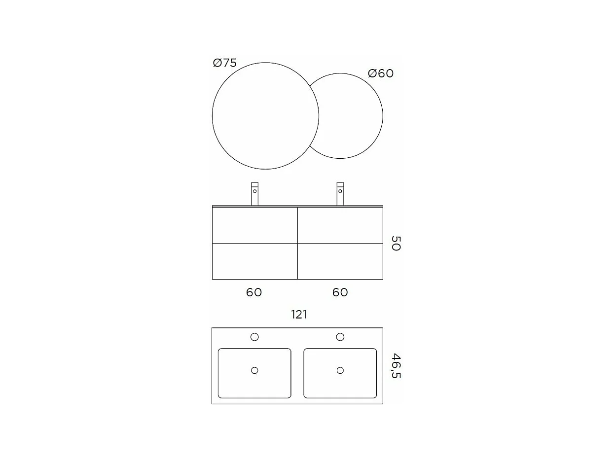 Composition double vasque SOLMIRA vert sauge