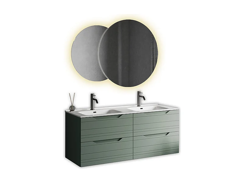 Composition double vasque SOLMIRA vert sauge