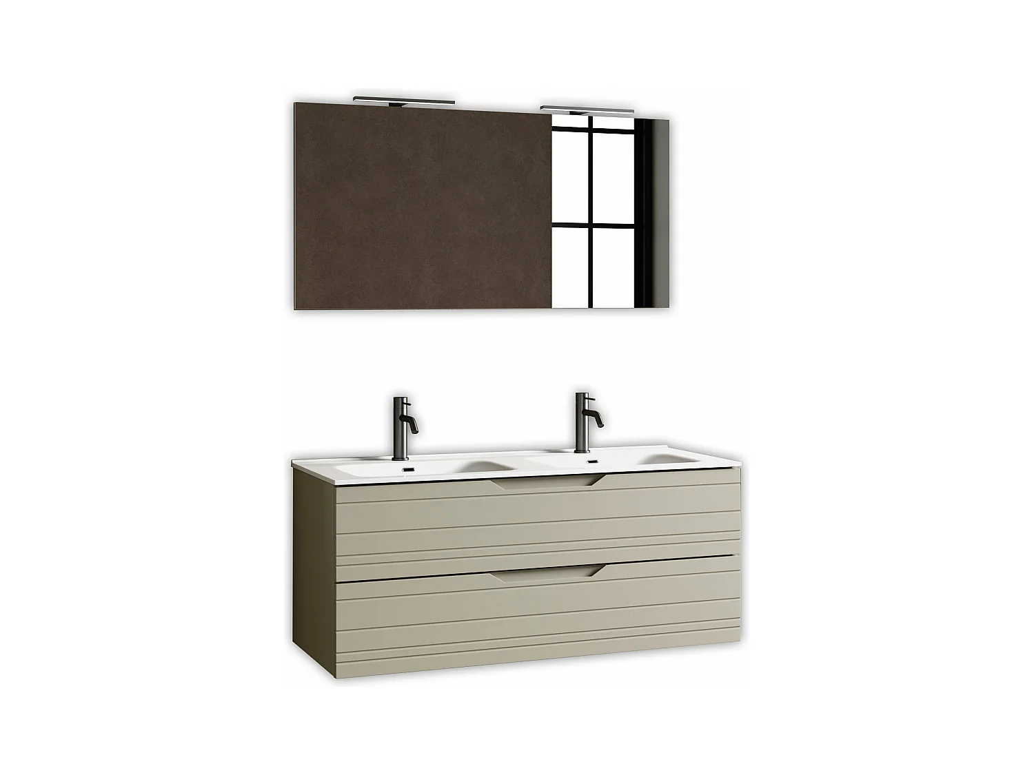 Composition double vasque 5 pièces SOLMIRA taupe