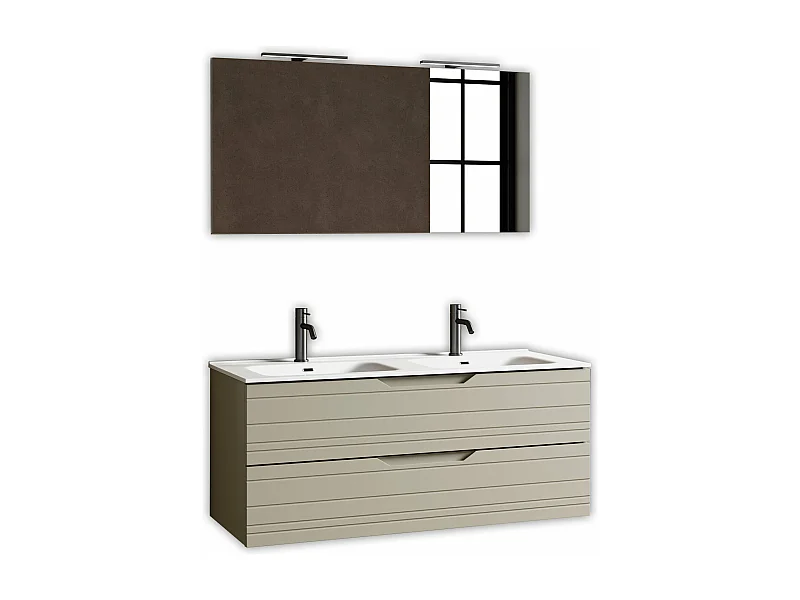 Composition double vasque 5 pièces SOLMIRA taupe