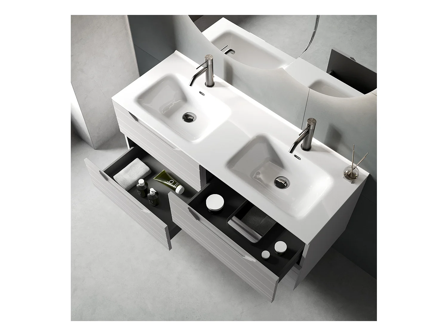 Composition double vasque SOLMIRA gris