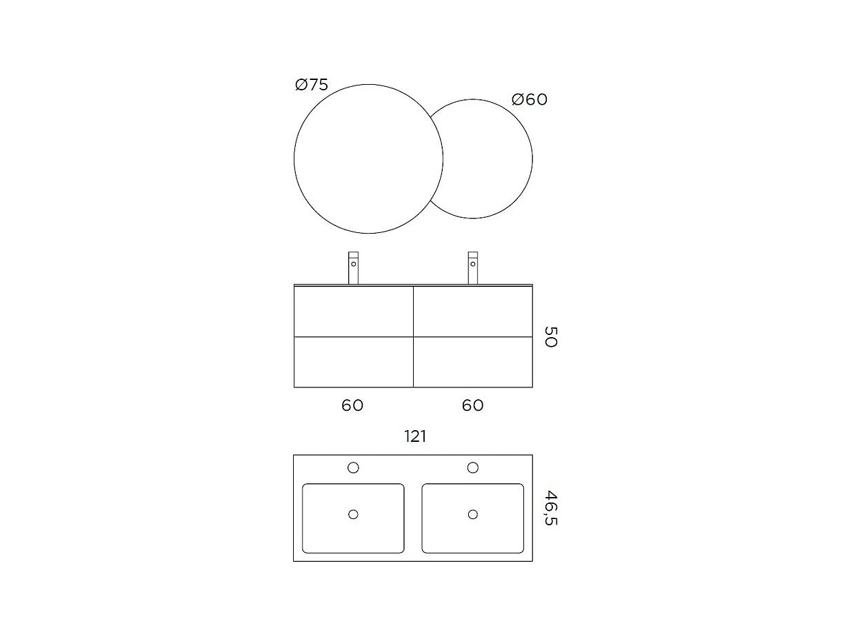 Composition double vasque SOLMIRA gris