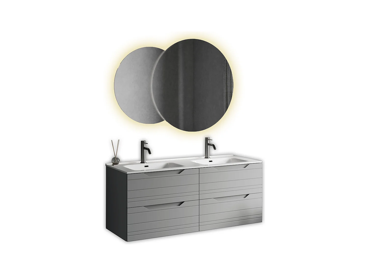 Komposition Doppelwaschbecken SOLMIRA grau
