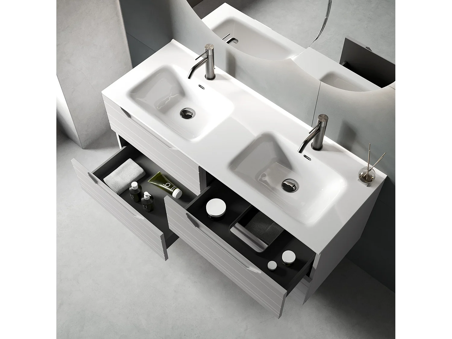 Komposition Doppelwaschbecken SOLMIRA grau