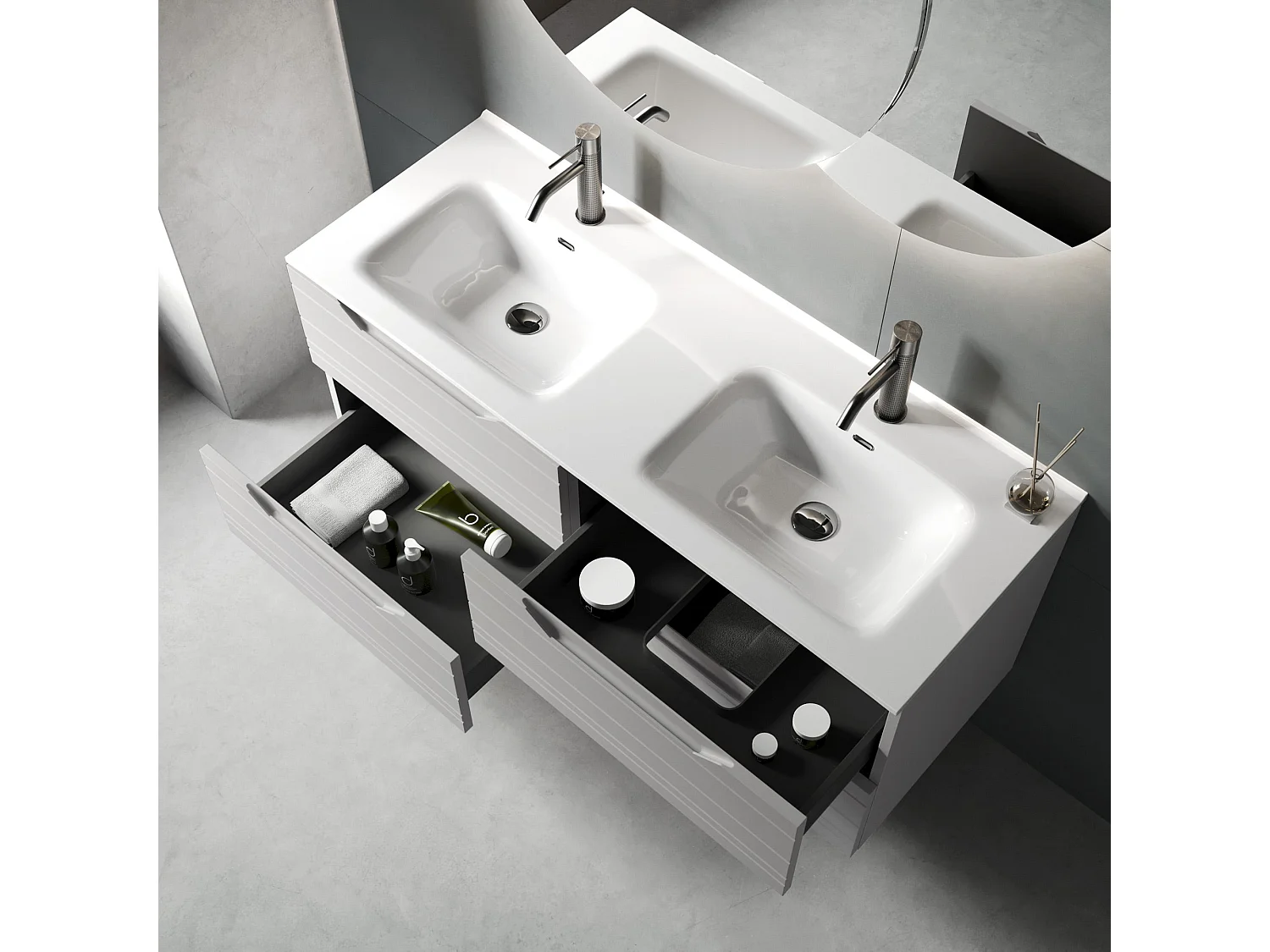 Komposition Doppelwaschbecken SOLMIRA grau