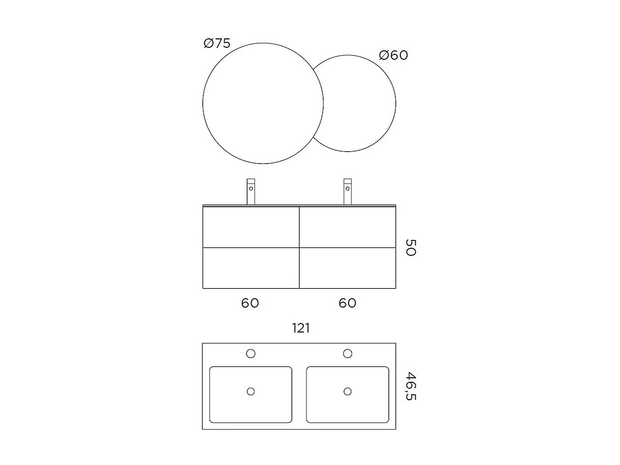 Komposition Doppelwaschbecken SOLMIRA grau
