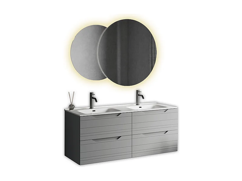 Composition double vasque SOLMIRA gris