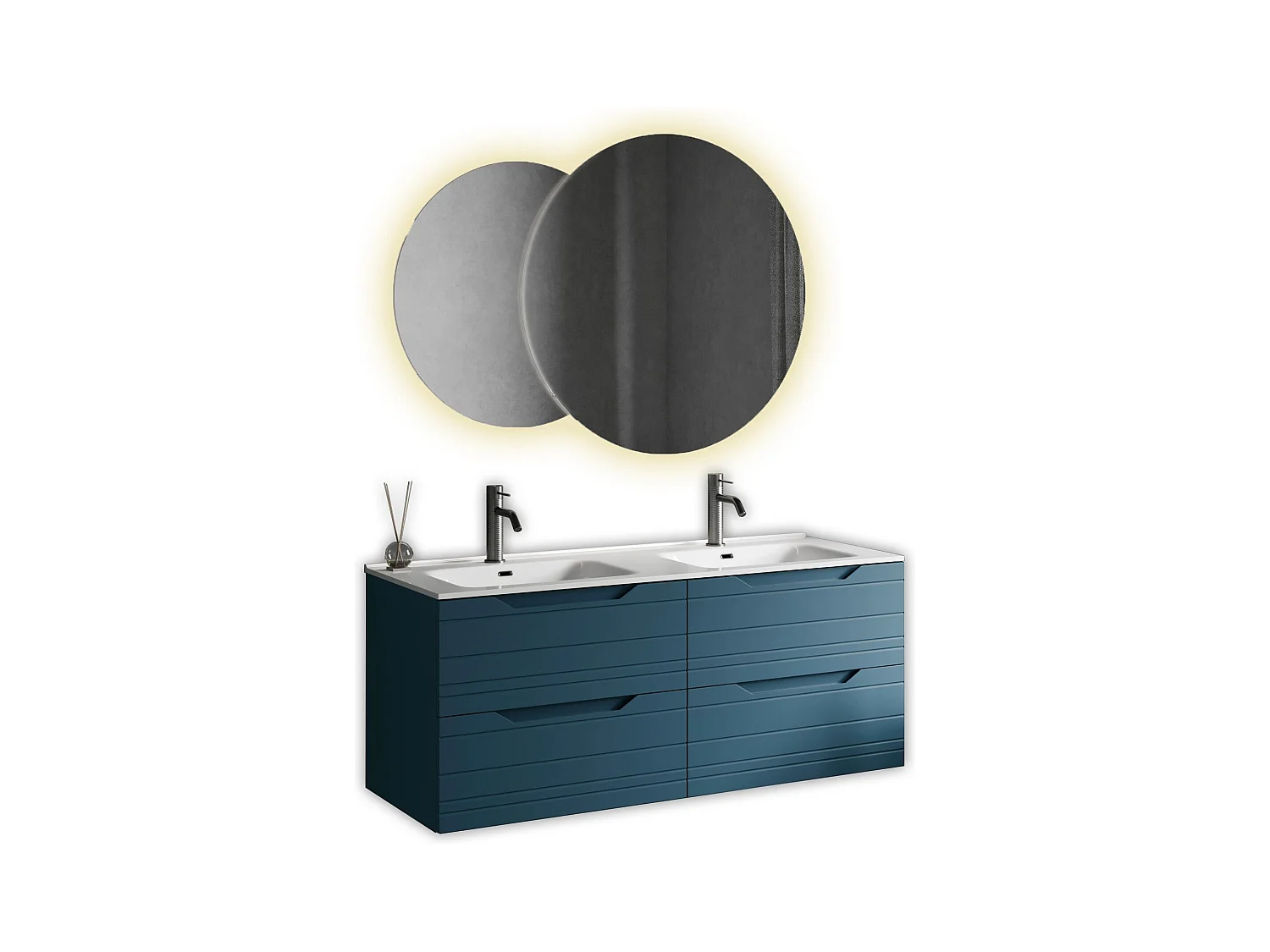 Composition double vasque SOLMIRA bleu