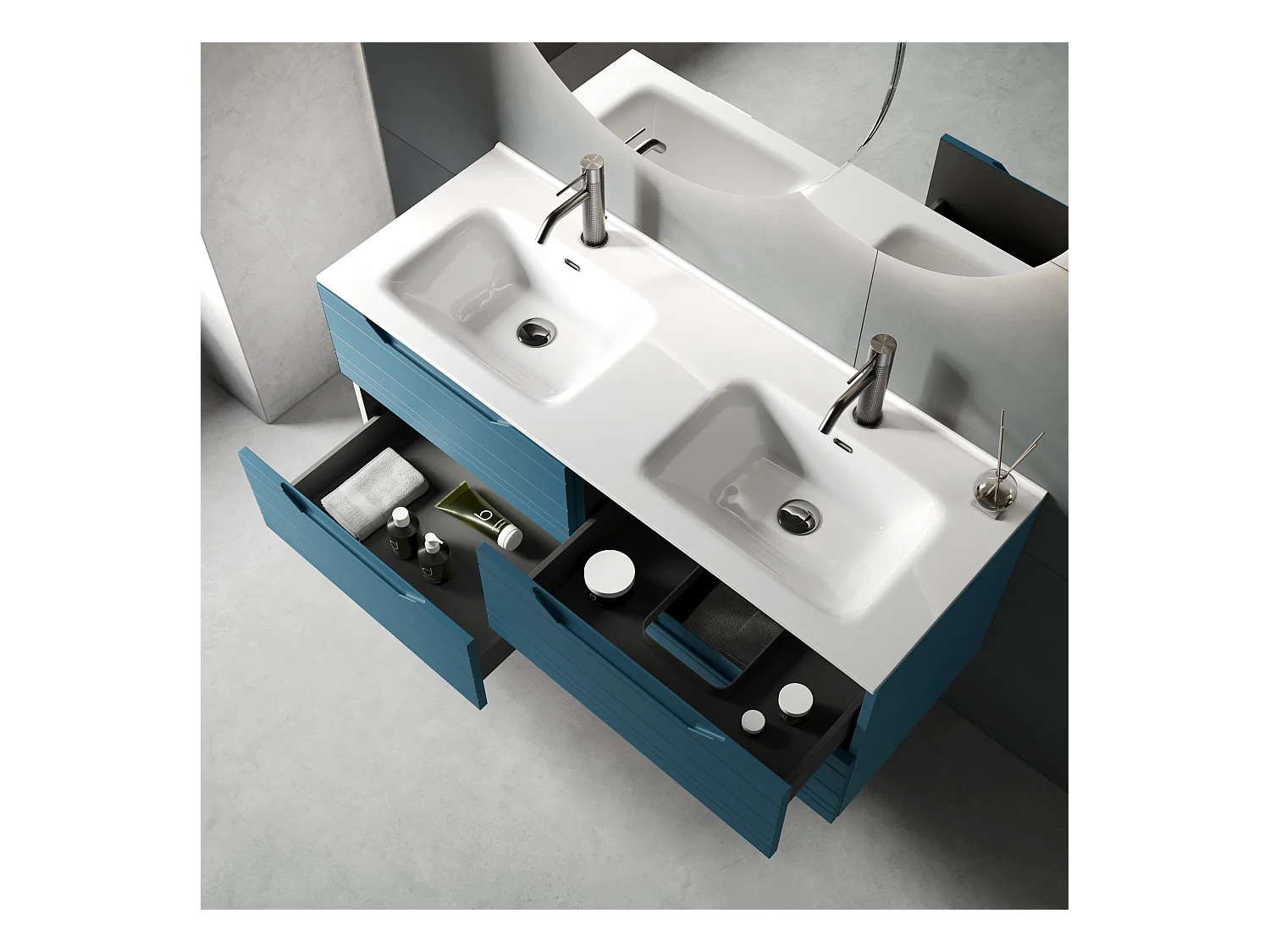 Composition double vasque SOLMIRA bleu