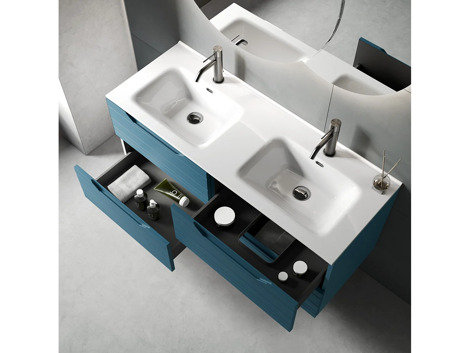 Komposition Doppelwaschbecken SOLMIRA blau