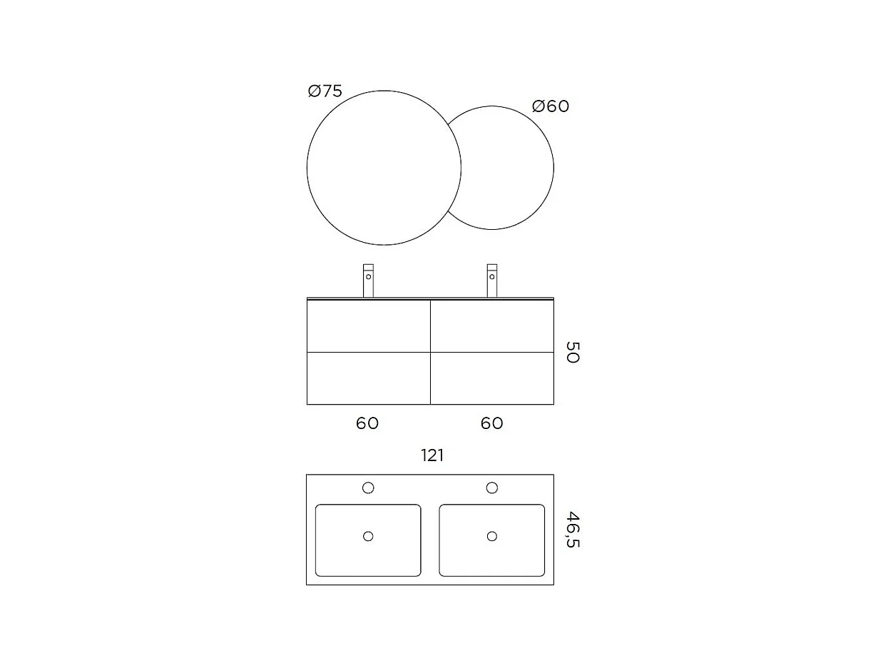 Composition double vasque SOLMIRA rose poudré