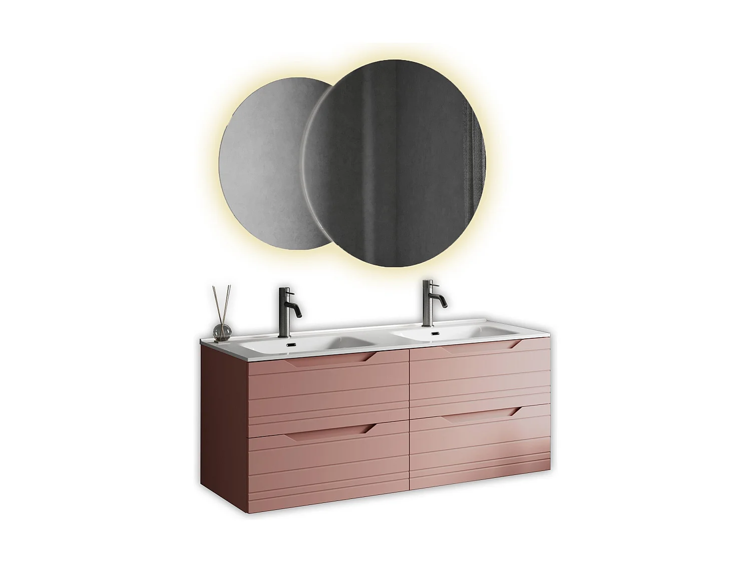 Composizione doppia vasca SOLMIRA rosa cipria