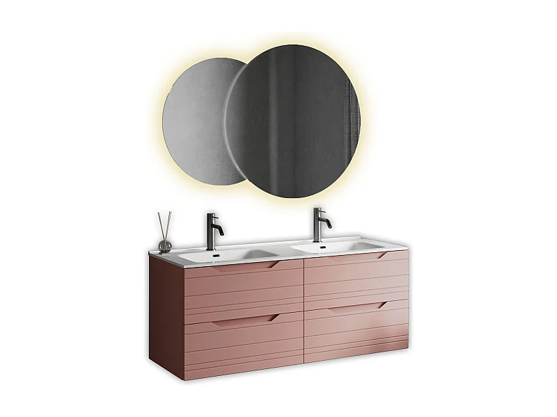 Komposition Doppelwaschbecken SOLMIRA puderrosa