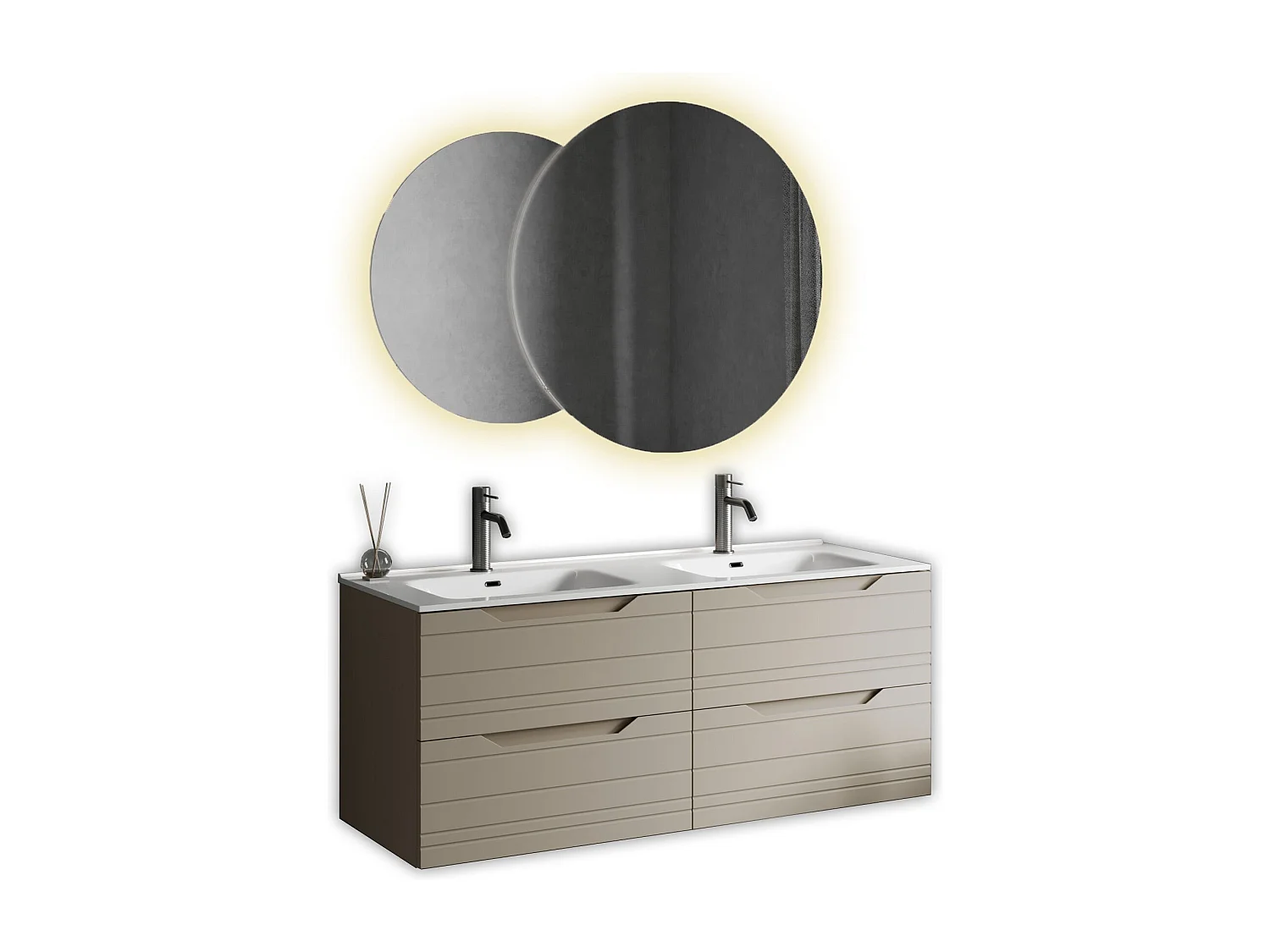 Composição banheira dupla SOLMIRA cinzento pomba