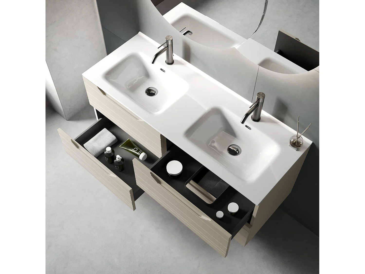 Composição banheira dupla SOLMIRA cinzento pomba